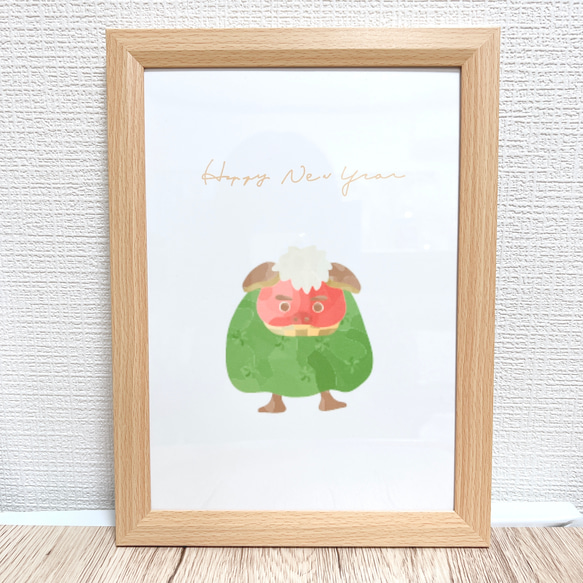 シーグラスアートお正月アート獅子舞