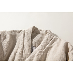 綿麻コート　Vネックロングコート　レトロ　暖かいコート　ベージュ　#L131BE 3枚目の画像