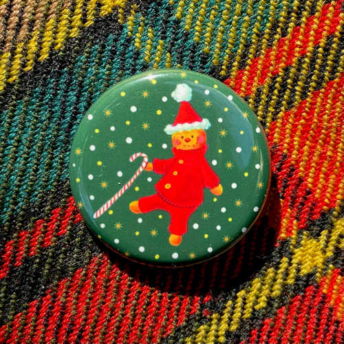 クリスマス⭐︎缶バッチ ジンジャーマン緑 ピンバッチ mimiro
