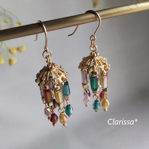 K14GF トルマリン シャンデリア フープピアス K14GF 煌めくシャンデリア ピアス｜GFP1322