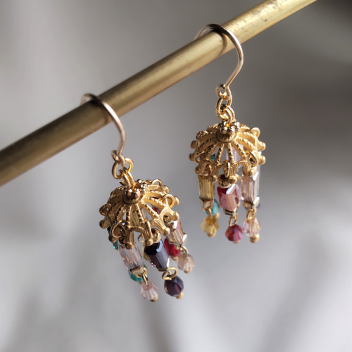 K14GF トルマリン シャンデリア フープピアス K14GF 煌めくシャンデリア ピアス｜GFP1322