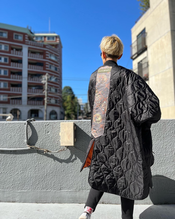 着物リメイク キルティングコンビ/ラグランコート【5136】 着物リメイク キルティングコンビ/ラグランコート【5136】 着物