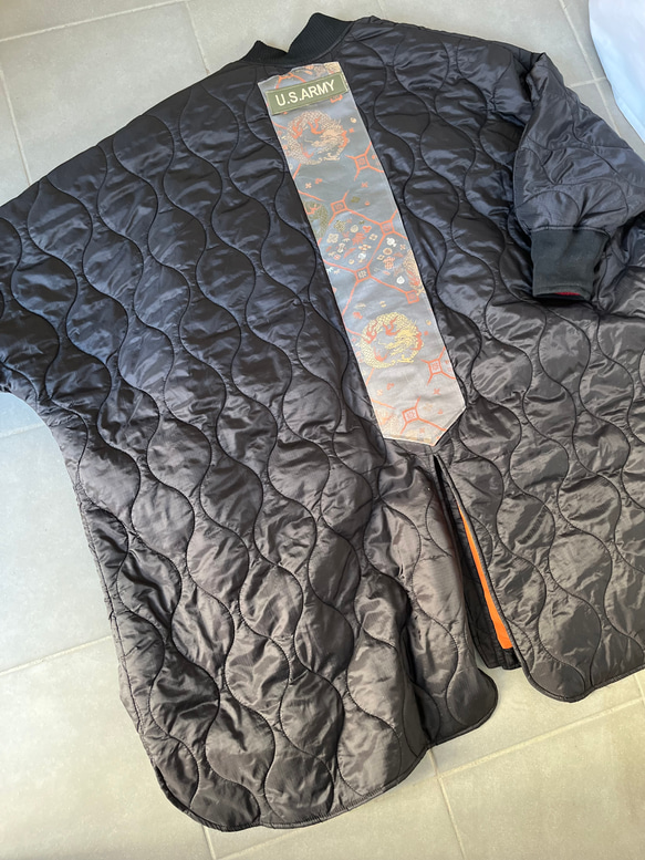 サンプル品　キルティングジャケット　龍神帯リユース パッチワークリメイクジャケット　着物リメイク 19枚目の画像