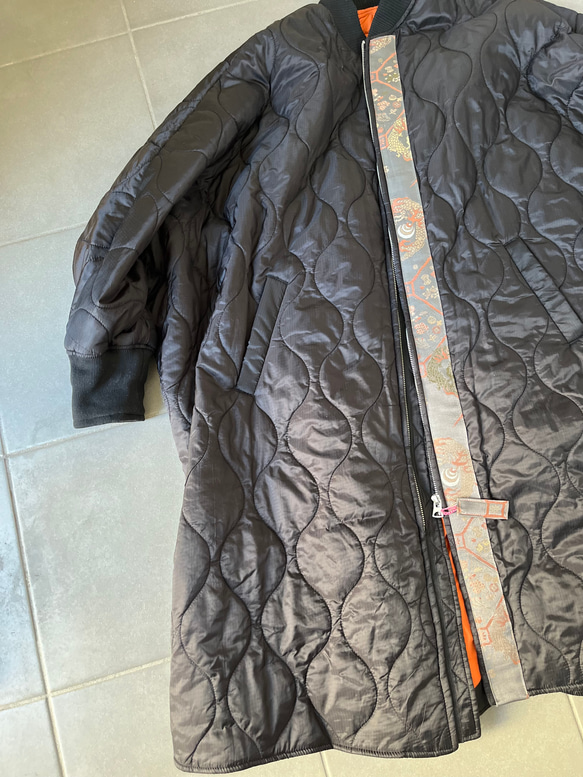 サンプル品　キルティングジャケット　龍神帯リユース パッチワークリメイクジャケット　着物リメイク 13枚目の画像