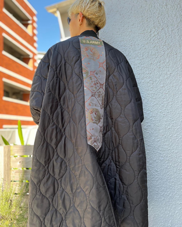 サンプル品　キルティングジャケット　龍神帯リユース パッチワークリメイクジャケット　着物リメイク 7枚目の画像
