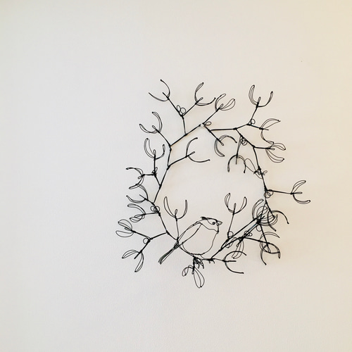 ワイヤーアート ワイヤークラフト ヤドリギのリース リース 玄米