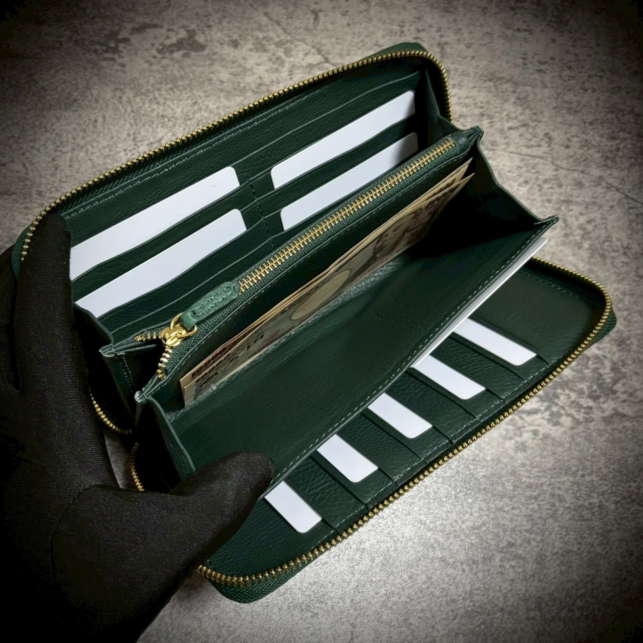 クロコダイル メンズ財布 長財布 大容量 カード２７枚 頭部 背部 グリーン 緑 ワニ革 本物証明書付き