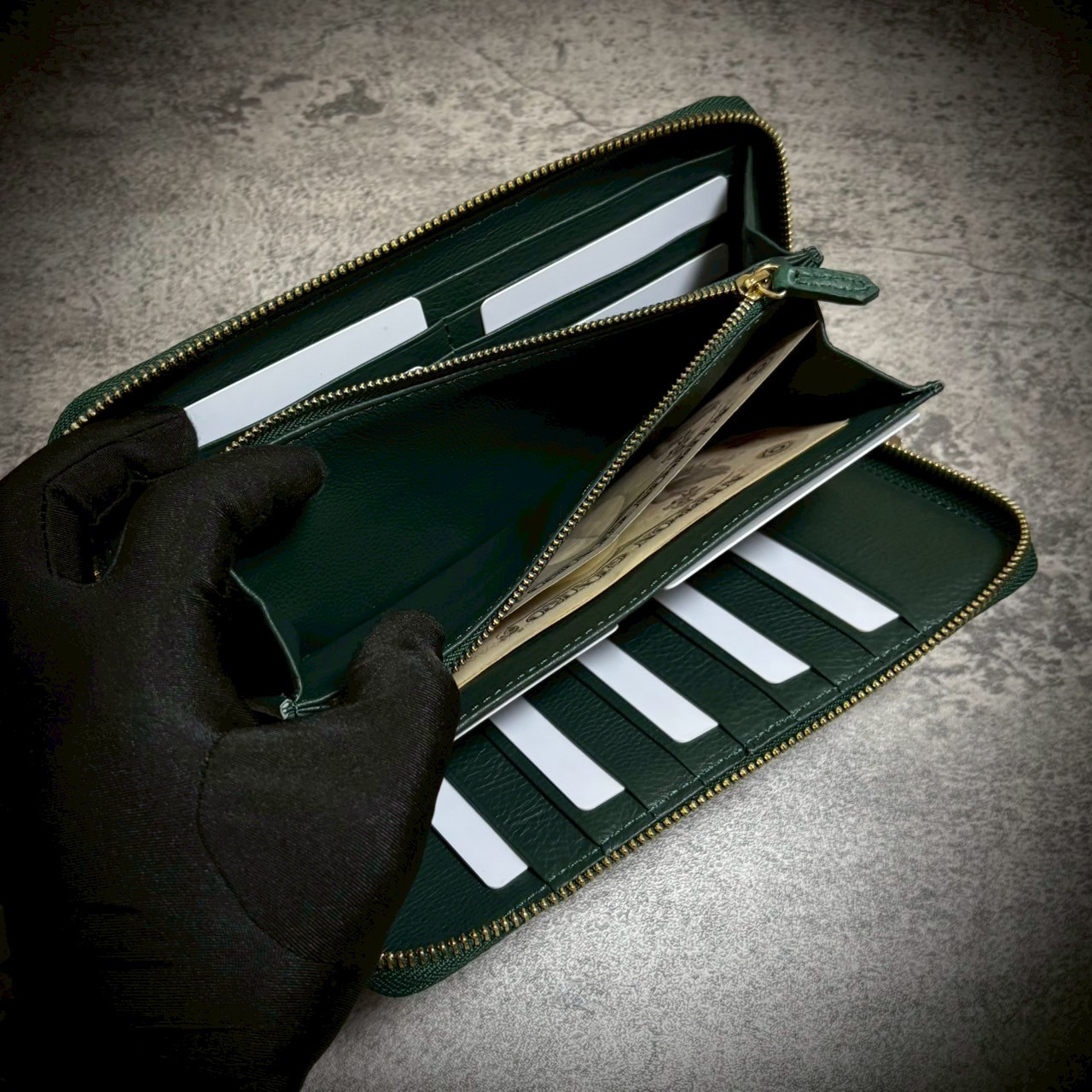 クロコダイル メンズ財布 長財布 大容量 カード２７枚 頭部 背部 グリーン 緑 ワニ革 本物証明書付き