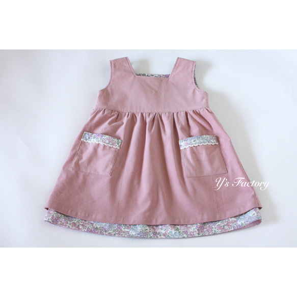 新品LIBERTYコーデュロイヨーク切替ギャザーOP ブラウン ソソット