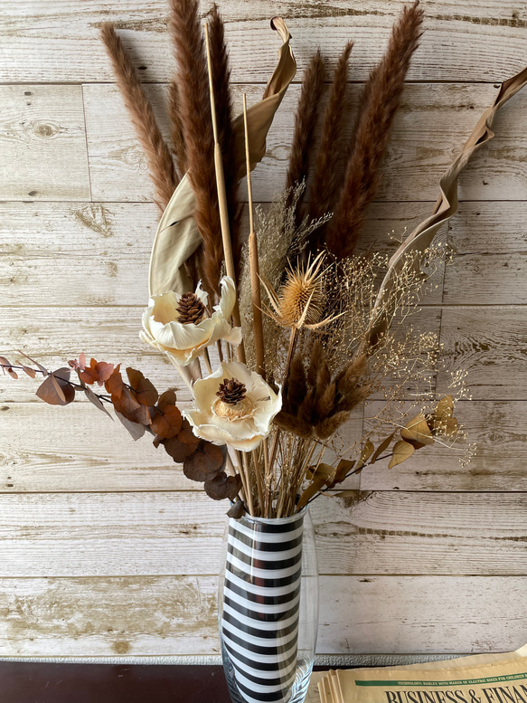 ドライフラワー ブラウンのインテリア デコレーションフラワーセット