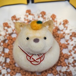 受注制作】羊毛フェルト人形 柴犬赤ちゃん(伏せ) 羊毛フェルト