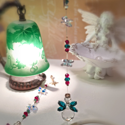 サンキャッチャー♡ハンドメイド「エメラルド♡」 サンキャッチャー