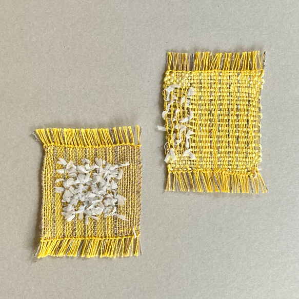 手織りの小さなコースター　2枚1セット　麻　インテリアファブリック 1枚目の画像