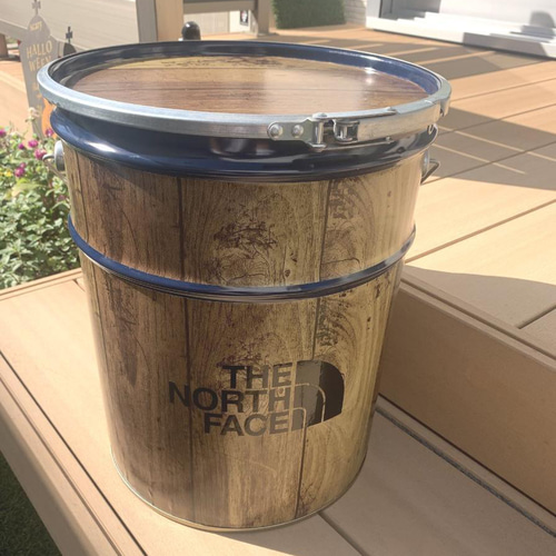 オープンペール缶 20L リメイクウッド仕上げ 薪入れ テーブル