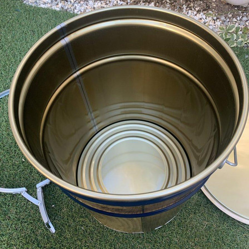 オープンペール缶 20L リメイクウッド仕上げ 薪入れ テーブル
