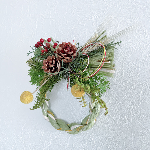 ハンドメイド　リース　しめ縄お正月飾り お正月飾り】しめ縄リース(小) しめ縄・しめ飾り Fig 通販 15028231
