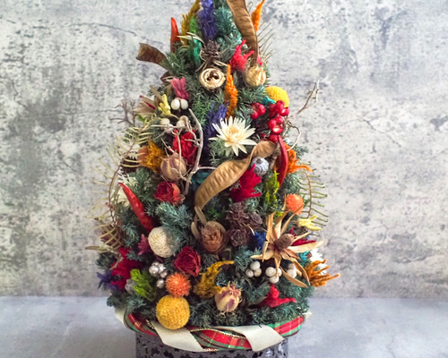 ドライフラワーのクリスマスツリー MIXカラー（M） その他インテリア