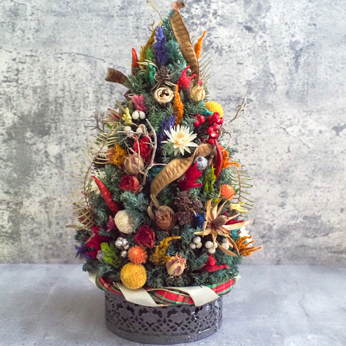 ドライフラワーのクリスマスツリー MIXカラー（M） その他インテリア