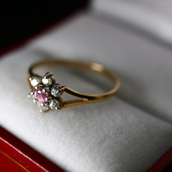英国 ビンテージ 指輪 リング ゴールド ピンク ジルコニア  純金率375 鑑定付 プレゼント ギフト J35 8枚目の画像