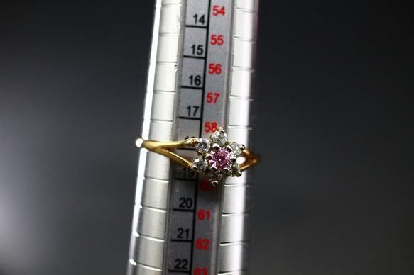 英国 ビンテージ 指輪 リング ゴールド ピンク ジルコニア  純金率375 鑑定付 プレゼント ギフト J35 4枚目の画像