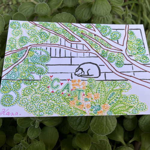 ぐるぐる巻きアート（水性サインペン・筆ペン画) イラスト 村上佳奈子