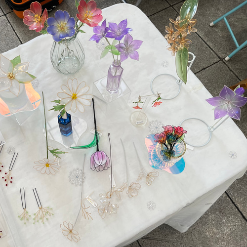 特集掲載】桔梗のワイヤーフラワー アートフラワー Suu〜wire art