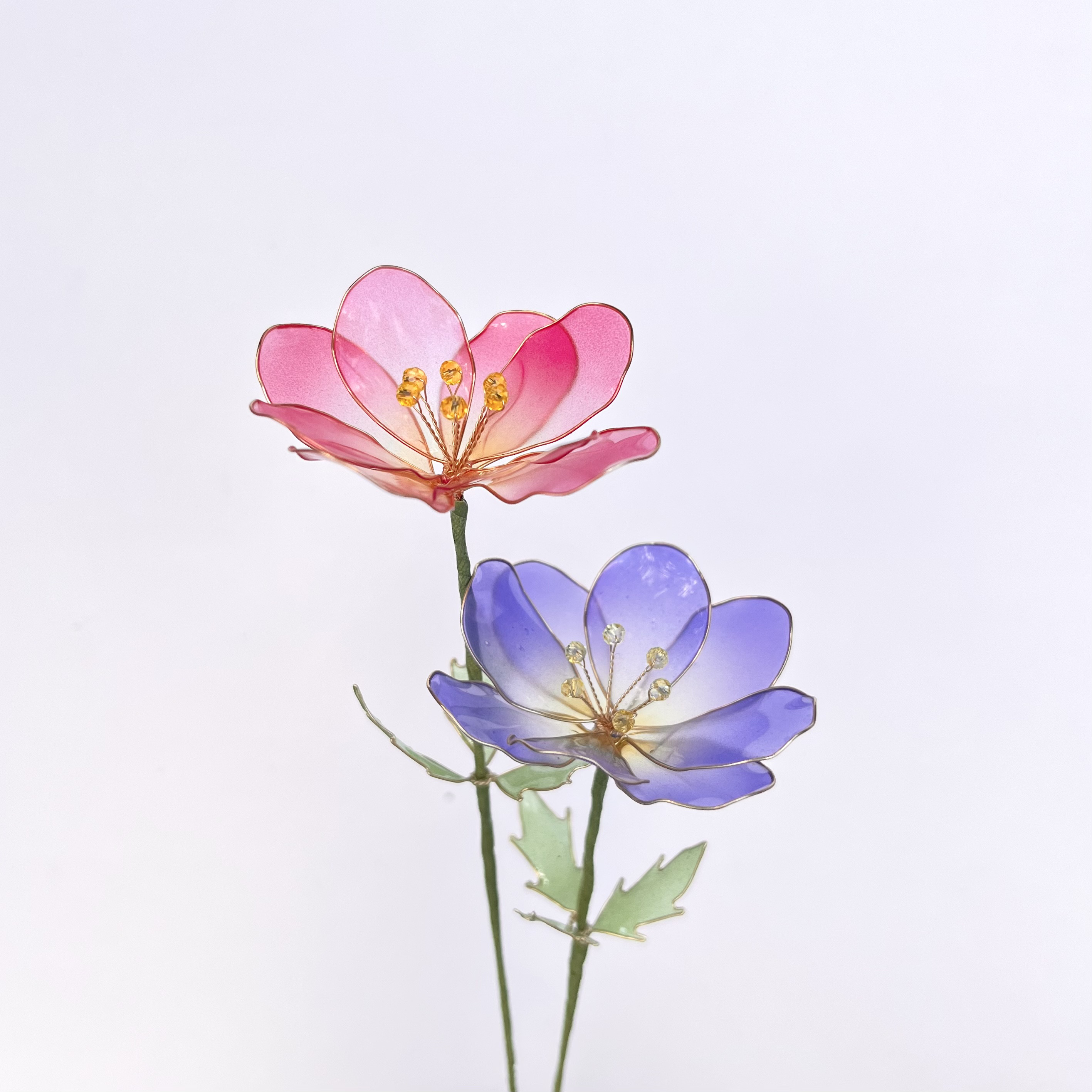 アースリーフラワー【アネモネ】横長作品 アネモネ極とウインティーの寄せ植え♪＊横長プランターに春が
