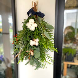 綿のクリスマススワッグ　ナチュラル　 3枚目の画像