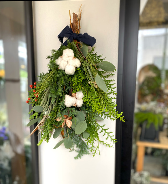 綿のクリスマススワッグ　ナチュラル　 3枚目の画像