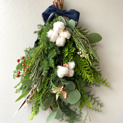 綿のクリスマススワッグ　ナチュラル　 2枚目の画像