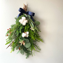 綿のクリスマススワッグ　ナチュラル　 1枚目の画像