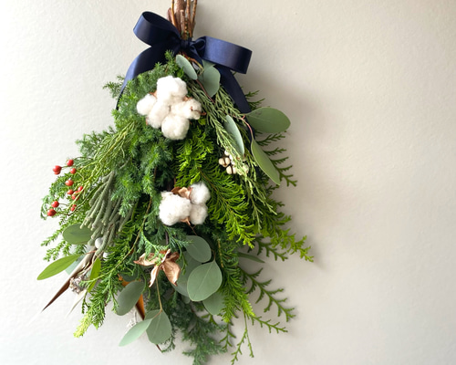 綿のクリスマススワッグ ナチュラル スワッグ Cocoflower 通販