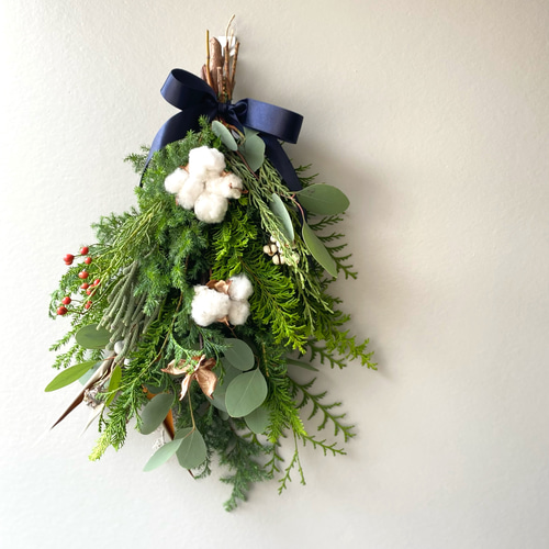 綿のクリスマススワッグ ナチュラル スワッグ Cocoflower 通販