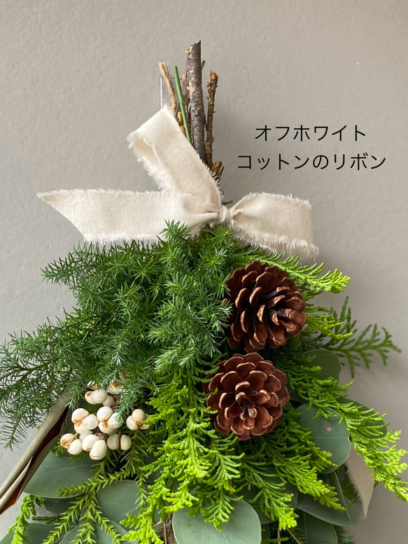 綿のクリスマススワッグ　ナチュラル　 4枚目の画像