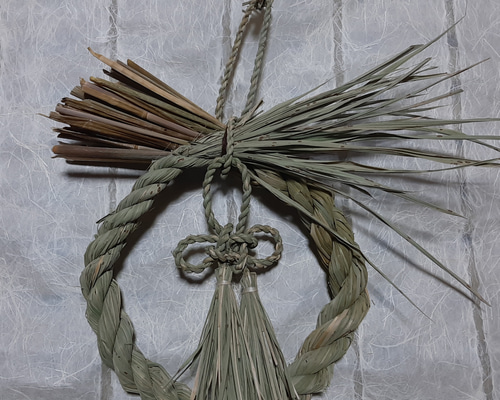 出雲真菰の注連縄飾り「輪飾り一重②」 お正月・迎春用しめなわ しめ縄