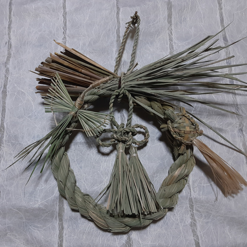 出雲真菰の注連縄飾り「輪飾り一重②」 お正月・迎春用しめなわ しめ縄