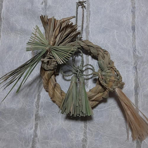 出雲真菰の注連縄飾り「輪飾り一重③」 お正月・迎春用しめなわ しめ縄