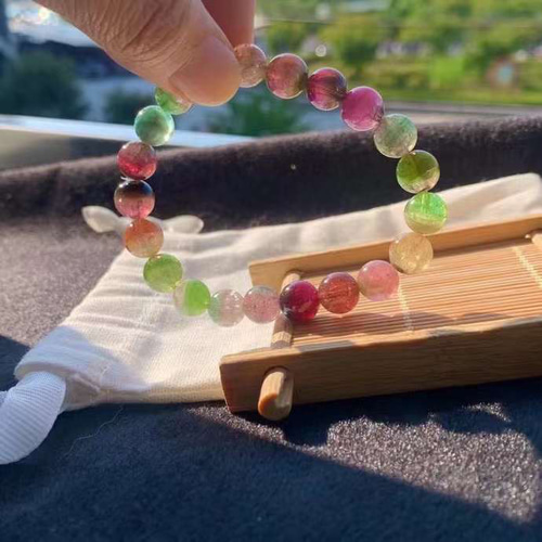 天然無処理 ウォーターメロン トルマリン ブレスレット 9mm-25.4g