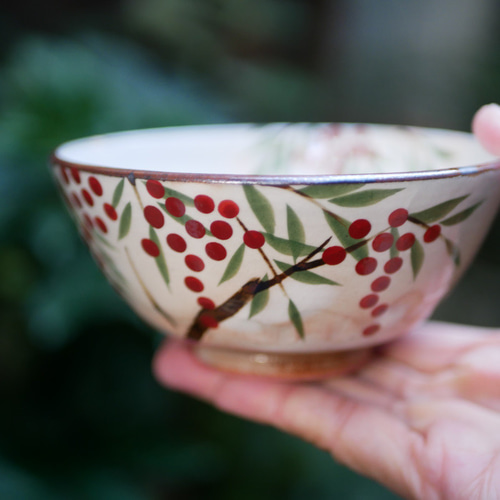 京焼・清水焼（京都府） 【京焼・清水焼】色絵六瓢瓔珞飯茶碗
