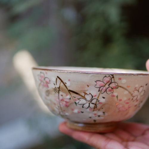 京焼・清水焼 ご飯茶碗 絵柄違い（南天・雪松・紅白梅・枝垂れ桜