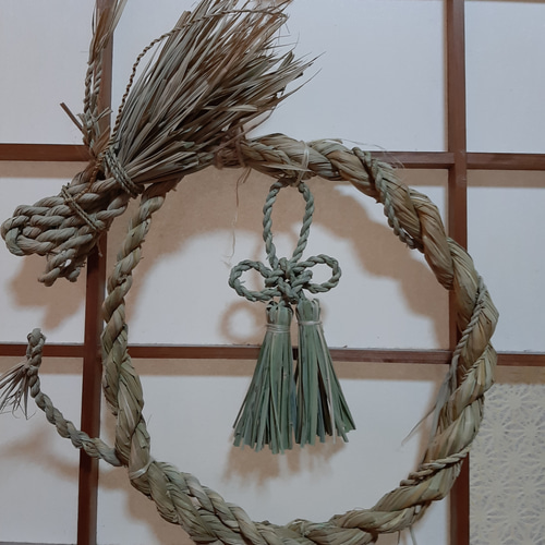 しめ飾り 正月飾り 辰飾り 龍 竜 椿 日本製 手作り 国産稲わら
