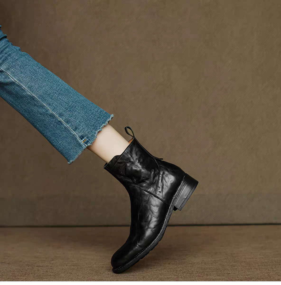 ショート ブーツ レディース ブーツ ローヒール ブーツ レディース ショート ブーツ 革 ブーツショート 25.5cm