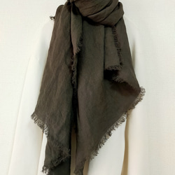 大判リネンストール　カーキ 1枚目の画像