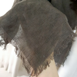 大判リネンストール　カーキ 2枚目の画像