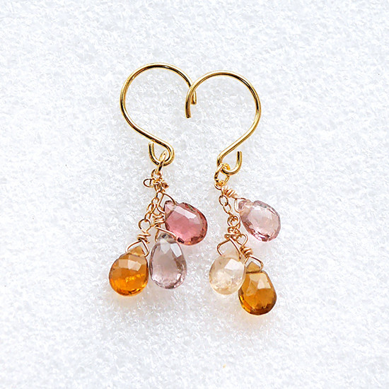 ピアス☆宝石質 ミックス トルマリン・A