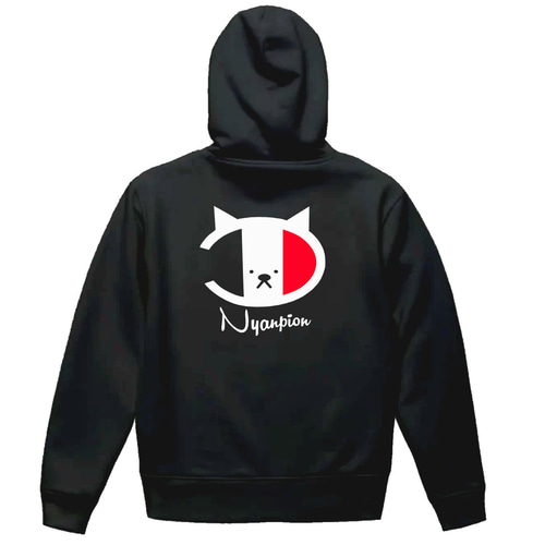 M～2XLパロディ/8.4ozZIP】ニャンピオン猫ジップアップパーカー面白い