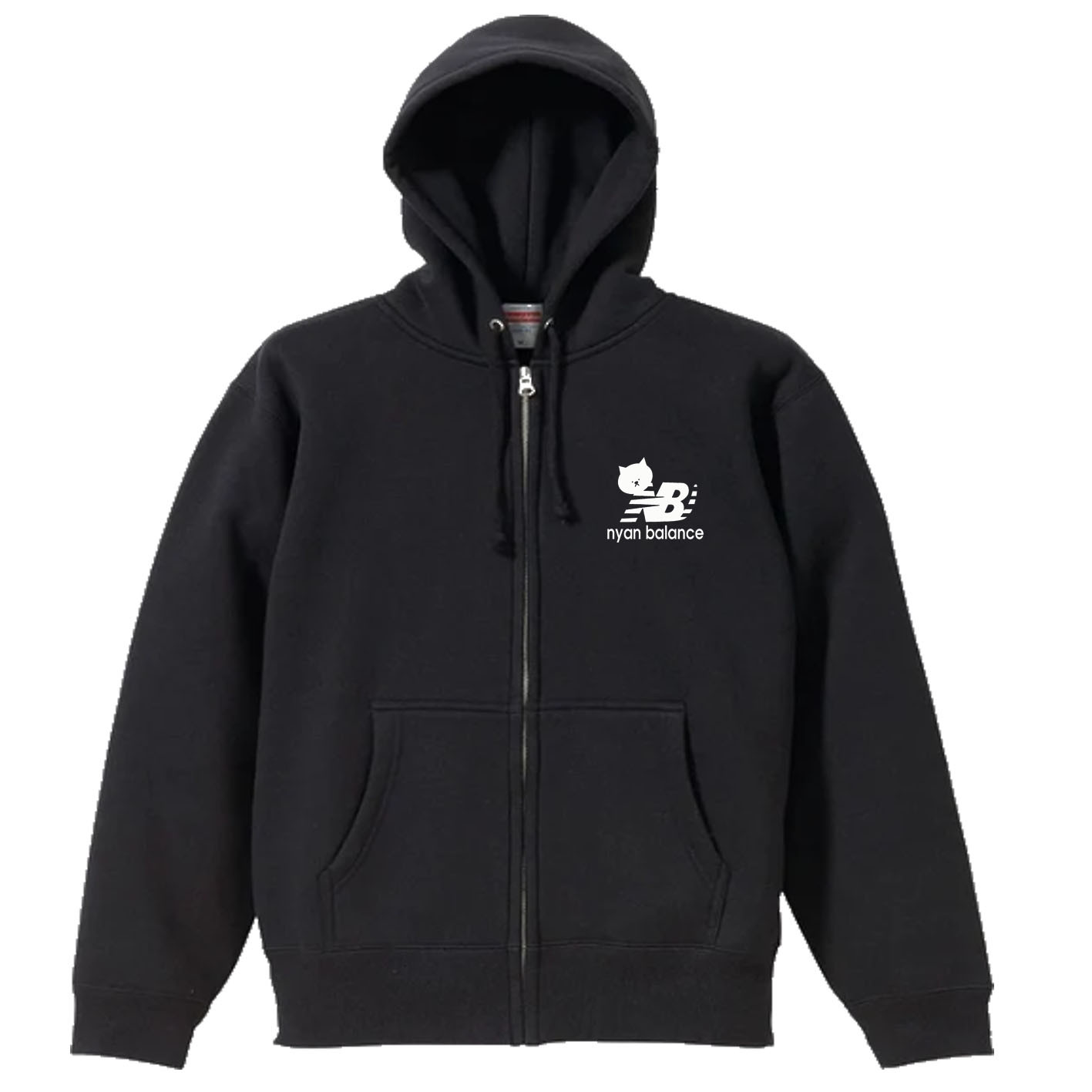 【M～2XLパロディ/8.4ozZIP】ニャンバランス猫ジップアップパーカー面白いおもしろプレゼント送料無料・新品