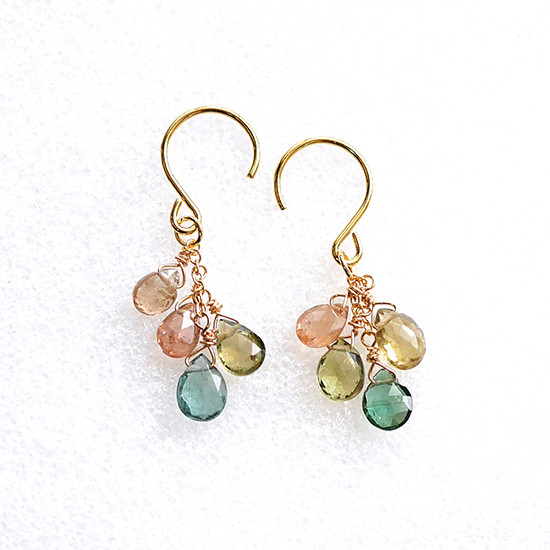 ピアス☆宝石質 ミックス トルマリン・H