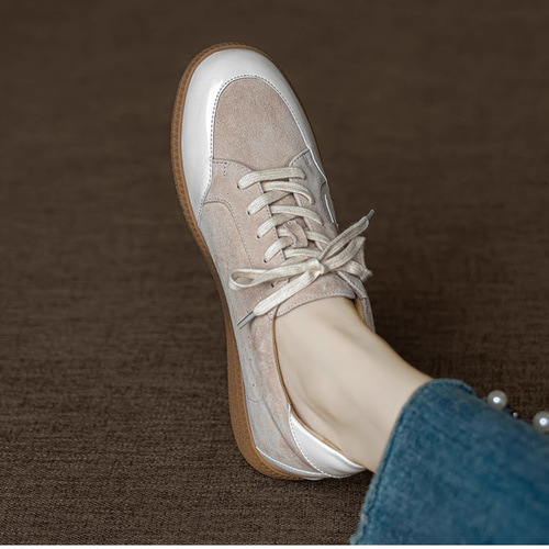 本革 レースアップ スニーカー レディース スエード 編み上げ