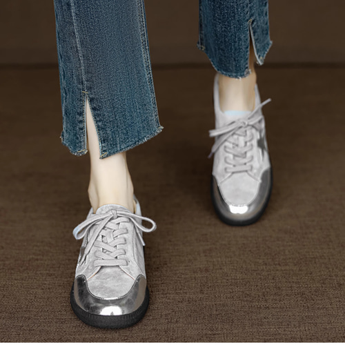 本革 レースアップ スニーカー レディース スエード 編み上げ